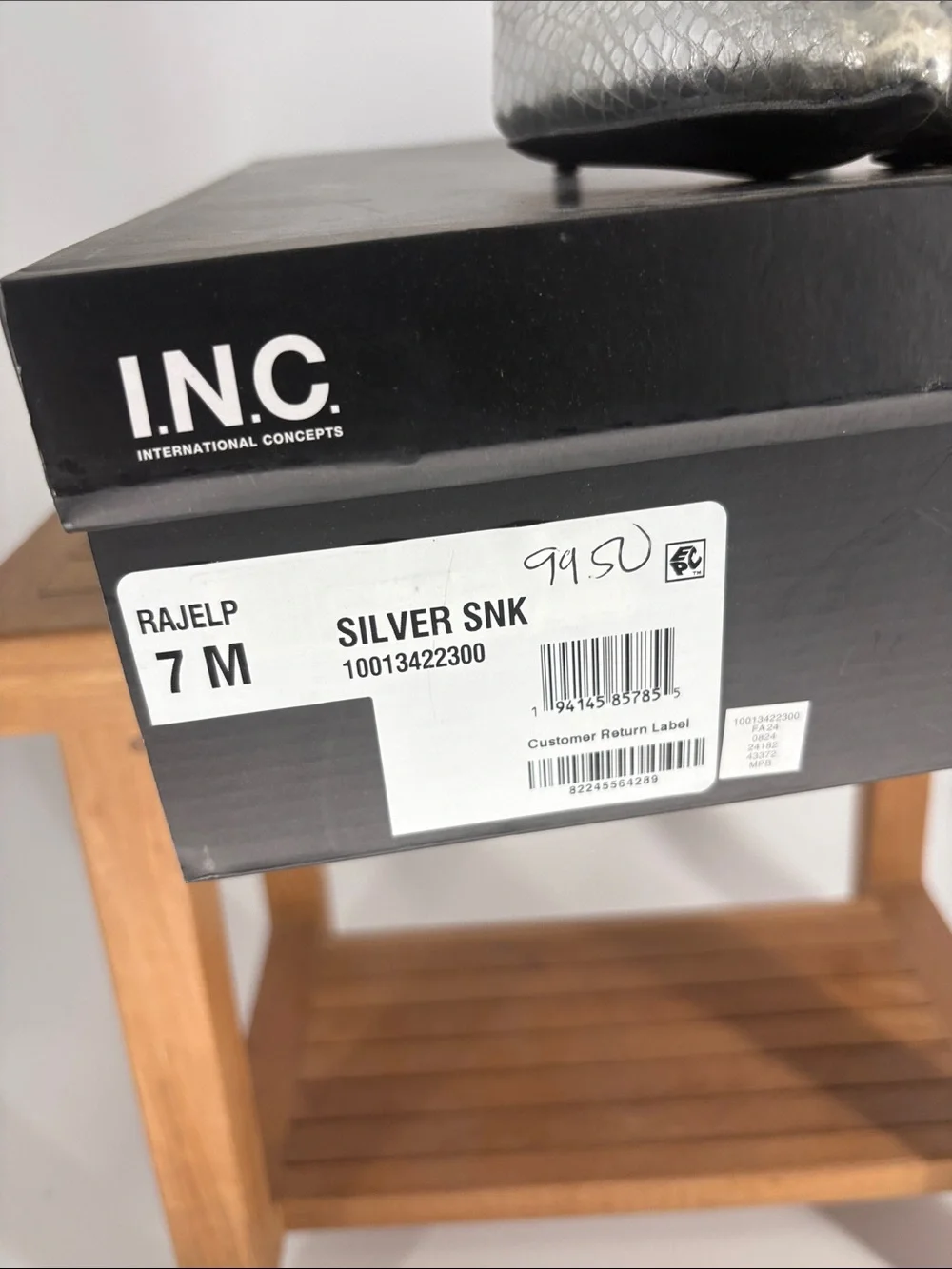 NEW INC Silver Snake-Embossed Knee-High Stiletto Boots size 7M